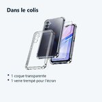 Contenu du colis – Coque Pour Samsung Galaxy A15 Silicone Transparente Angles Renforces + Verre Trempe