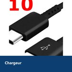 Vue de détail – X10 Cable USB- Type C Chargeur Noir pour Samsung Galaxy A8 / S9 / S9Plus Noir X10