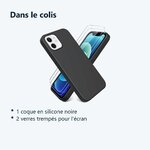 Contenu du colis – Coque Silicone Noire + 2 Verres Trempes Pour iPhone 13 Pro Max