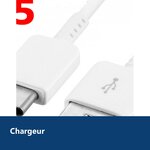 Vue de détail – X5 Cable USB- Type C Chargeur Blanc pour Samsung Galaxy A8 / S9 / S9Plus Blanc X5