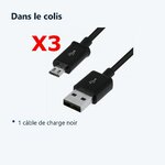 Contenu du colis – X3 Cable Usb / Micro Usb Noir Pour Samsung Sony LG Wiko Huawei HTC Nokia Asus Archos Honor TEENO X3