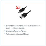 Expédition le jour même, livraison offerte, retours sous 30 jours – X3 Cable Usb / Micro Usb Noir Pour Samsung Sony LG Wiko H