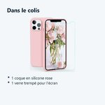 Contenu du colis – Coque Silicone Rose + Verre Trempe Pour iPhone 13 Pro