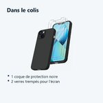 Contenu du colis – Coque Noir pour iPhone 13 Mini (5,4 pouces) et 2 Verres Trempé Film Protection Ecran