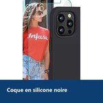 Vue de détail – Coque Silicone Couleur Noire + Verre Trempe Pour iPhone 12 Mini