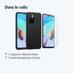 Contenu du colis – Coque Silicone Noire + Verre Trempe Pour Xiaomi Redmi 10