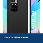 Vue de détail – Coque Silicone Noire + Verre Trempe Pour Xiaomi Redmi 10