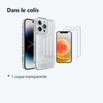 Contenu du colis – Coque Silicone Antichoc Transparente Strass + 2 Vitres Protection Ecran Pour Apple iPhone 12 Pro
