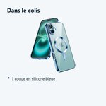 Contenu du colis – Coque Silicone Pour iPhone 16 Couleur Bleu Compatible Magsafe