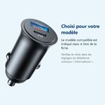 Accessoire ajusté au modèle exact – Chargeur Rapide Voiture 2 en 1 USB et USB C - Allume Cigare -