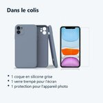 Contenu du colis – Coque Silicone Pour iPhone 13 Couleur Gris Protection Objectif Appareil Photo + Verre Trempe Protection E