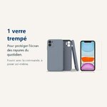 Verre trempé pour protéger lécran – Coque Silicone Pour iPhone 13 Couleur Gris Protection Objectif Appareil Photo + Verre T