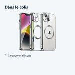 Contenu du colis – Coque Silicone Pour iPhone 14 Plus Couleur Argent Compatible Magsafe