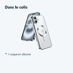 Contenu du colis – Coque Silicone Pour iPhone 16 Couleur Argent Compatible Magsafe