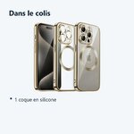 Contenu du colis – Coque Silicone Pour iPhone 15 Pro Max Couleur Or Compatible Magsafe