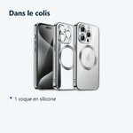 Contenu du colis – Coque Silicone Pour iPhone 15 Pro Max Couleur Argent Compatible Magsafe