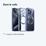 Contenu du colis – Coque Silicone Pour iPhone 15 Pro Max Couleur Bleu Compatible Magsafe