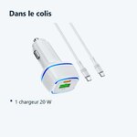 Contenu du colis – Chargeur voiture USB + Type C - QC 3.0 PD 20W 3A pour Samsung A13 / A53 / S21 / S22 / Plus / Ultra