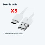 Contenu du colis – X5 Cable USB- Type C Chargeur Blanc pour Samsung Galaxy A8 / S9 / S9Plus Blanc X5