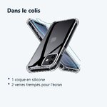 Contenu du colis – Coque Silicone Angles Renforces + 2 Vitres Protection Ecran Pour Apple iPhone 12
