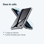 Contenu du colis – Coque Silicone Angles Renforces + 2 Vitres Protection Ecran Pour Apple iPhone X / Xs