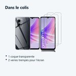 Contenu du colis – Coque Silicone Transparente + 2 Vitres Protection Ecran Pour Oppo A77 5G / A57 5G