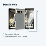 Contenu du colis – Coque Silicone Angles Renforces + 2 Vitres Protection Ecran Pour Google Pixel 7 Pro 5G