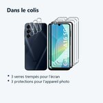 Contenu du colis – Verre Trempe et Protection Camera Arriere Transparent X3 Pour Samsung Galaxy A16