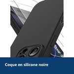 Vue de détail – Coque Pour iPhone 16 Pro Max Silicone Noir + 2 Verres Trempés