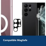 Vue de détail – Coque Silicone Transparente Compatible Magsafe + Verre Trempés et Protection Caméra Arrière Pour Samsung Gala