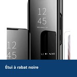Vue de détail – Coque Folio Rabat Miroir Pour Samsung Galaxy S23 Plus Couleur Noir + Verre Trempé Protection Écran