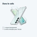 Contenu du colis – Coque Pour Samsung S26 FE Silicone Transparente Angles Renforcés + 2 Verres Trempés