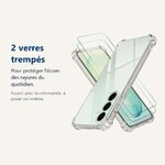 Verre trempé pour protéger lécran – Coque Pour Samsung S26 FE Silicone Transparente Angles Renforcés + 2 Verres Trempés
