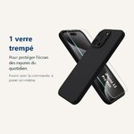 Verre trempé pour protéger lécran – Coque Noir pour iPhone 12 Pro Max (6,7 pouces) et Verre Trempé Film Protection Ecran