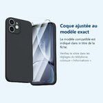 Accessoire ajusté au modèle exact – Coque Noir pour iPhone 12 (6,1 pouces) et Verre Trempé Film Protection Ecran