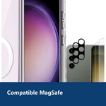 Vue de détail – Coque Silicone Transparente Compatible Magsafe + Verres Trempés et Protections Caméra Arrière X2 Pour Samsung