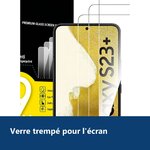 Vue de détail – Verre Trempé pour Samsung Galaxy S23 Plus (6,6 pouces) [Pack 3] Film Vitre Protection Ecran
