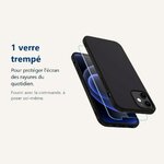 Verre trempé pour protéger lécran – Coque Silicone Noire + Verre Trempé Pour iPhone 13 Mini