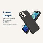 Verre trempé pour protéger lécran – Coque Silicone Noire + 2 Verres Trempés Pour iPhone 13 Mini