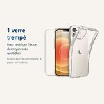 Verre trempé pour protéger lécran – Coque Silicone Transparente Angles Renforcés + Verre Trempé Pour iPhone 13 Mini