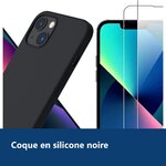 Vue de détail – Coque Pour iPhone 13 Silicone Noir + 2 Verres Trempés