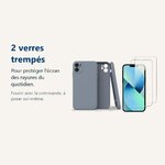 Verre trempé pour protéger lécran – Coque Silicone Pour iPhone 12 / iPhone 12 Pro Couleur Gris Protection Objectif Appareil