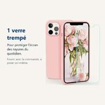 Verre trempé pour protéger lécran – Coque Silicone Rose + Verre Trempé Pour iPhone 13 Pro