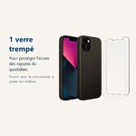 Verre trempé pour protéger lécran – Coque Silicone Noire Pour iPhone 13 + Verre Trempé