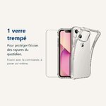 Verre trempé pour protéger lécran – Coque Silicone Transparent 4 Coins Renforcés Pour iPhone 13 + Verre Trempé