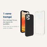 Verre trempé pour protéger lécran – Coque Silicone Noire Pour iPhone 12 / iPhone 12 Pro + Verre Trempé