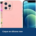 Vue de détail – Coque Silicone Couleur Rose + Verre Trempé Pour iPhone 12 Pro Max