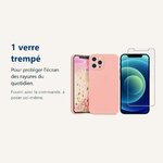 Verre trempé pour protéger lécran – Coque Silicone Couleur Rose + Verre Trempé Pour iPhone 12 Pro Max