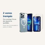 Verre trempé pour protéger lécran – Coque Silicone Transparente Compatible Magsafe + 2 Verres Trempés Pour iPhone 13 Pro Max