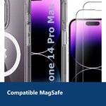 Vue de détail – Coque Silicone Transparente Compatible Magsafe + 2 Verres Trempés Pour iPhone 14 Pro Max